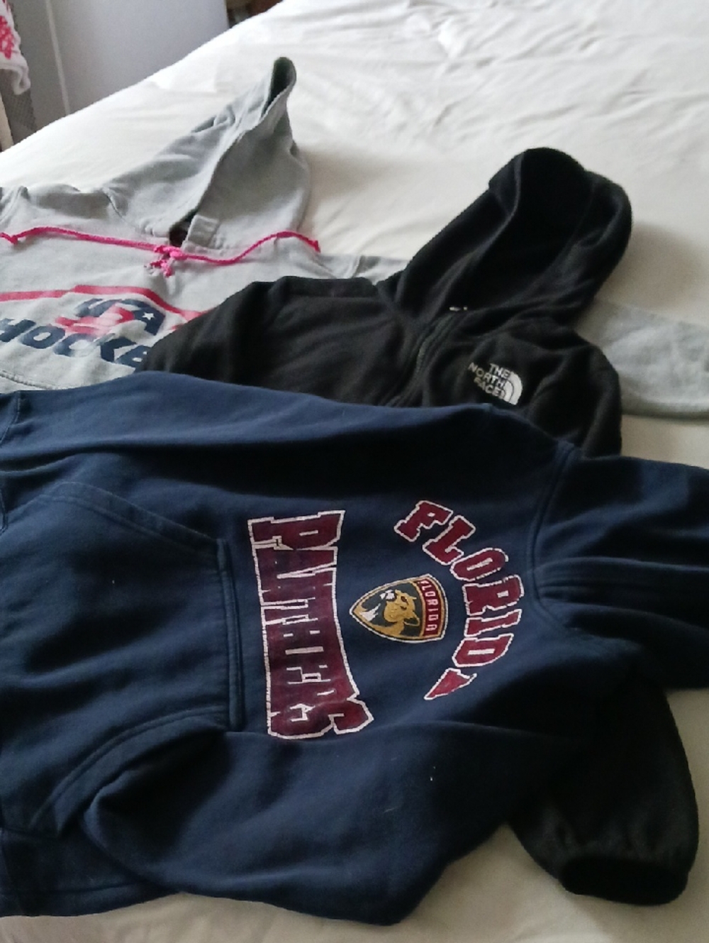 Florida Panthers Navy Blue Hoode; Quality Made pullover USA and NorhFace jacket